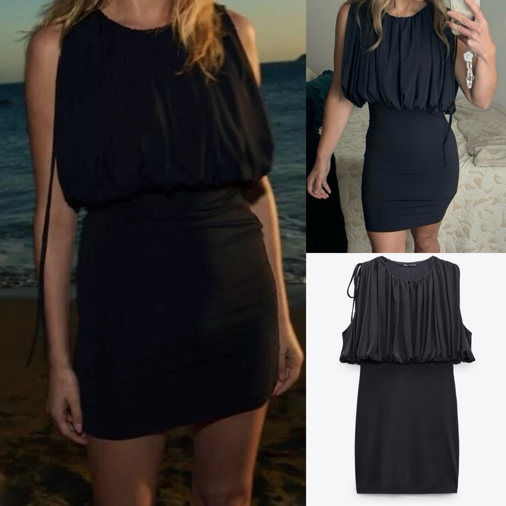 Zara Draped Mini Balloon dress body con nwot blogger fave